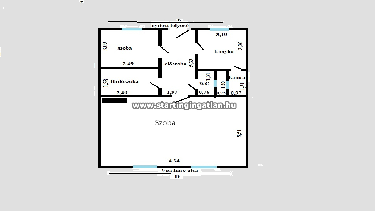 Eladó Tégla lakás Budapest VIII. kerület ingatlan alaprajz