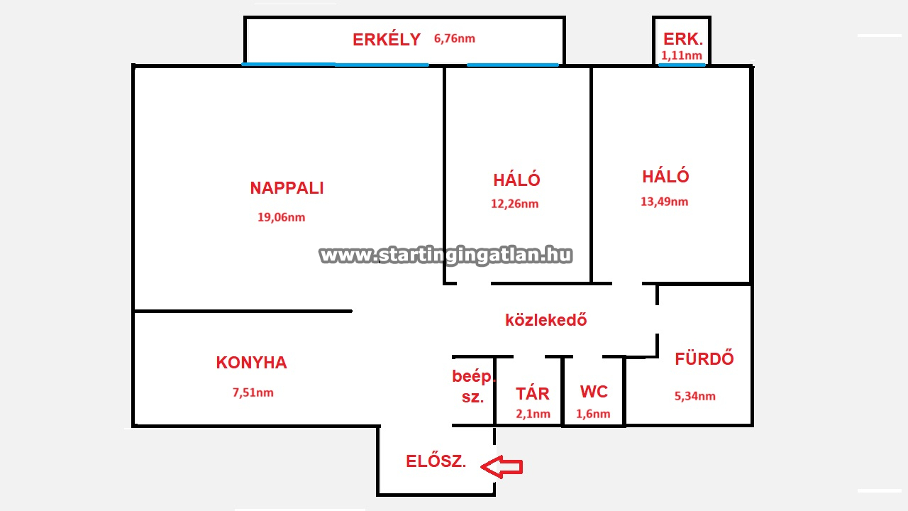 Eladó Tégla lakás Budapest XIII. kerület ingatlan alaprajz