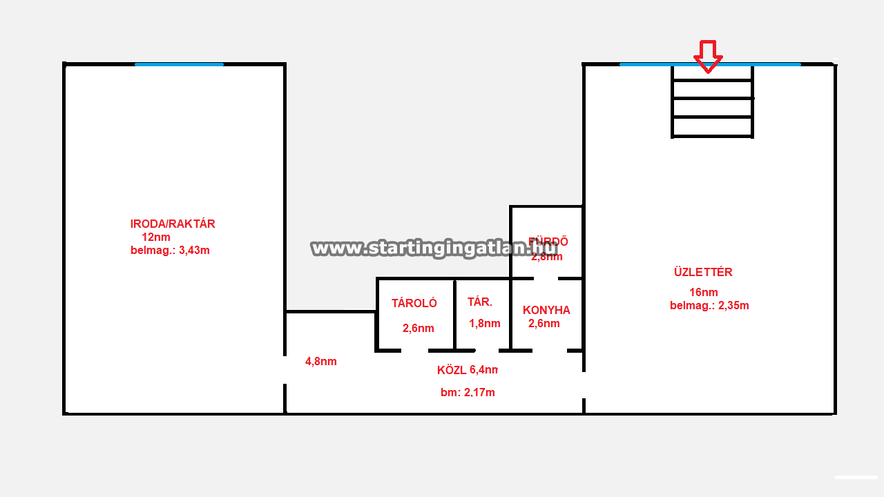Kiadó Iroda Budapest III. kerület ingatlan alaprajz