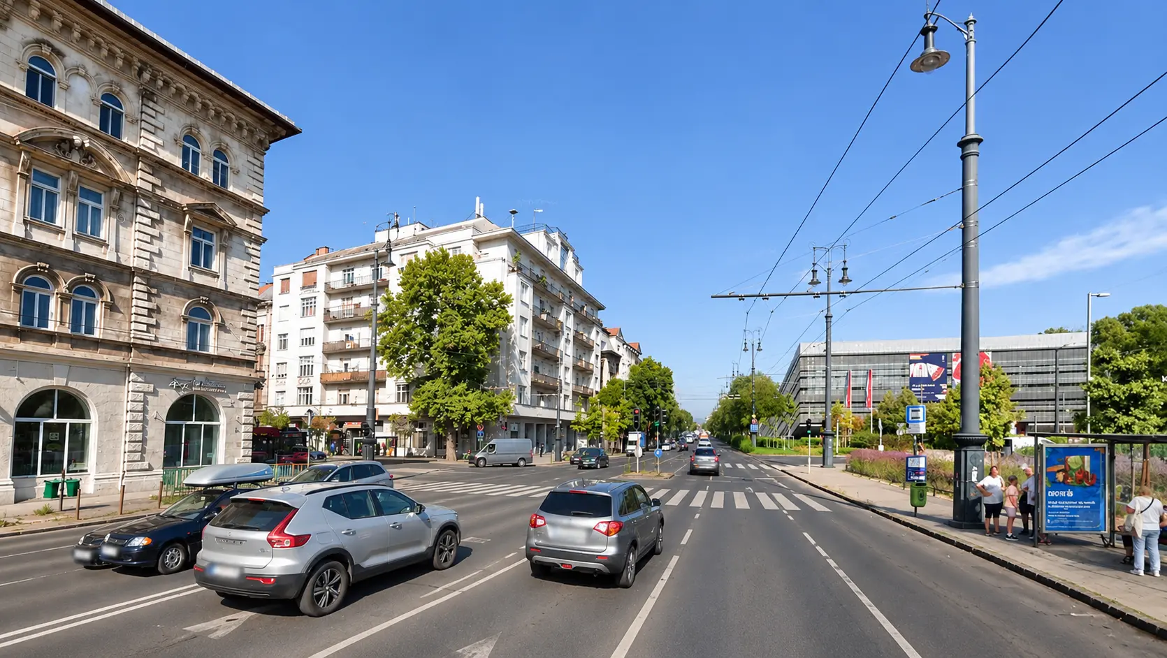 Dózsa György út társasházakkal és a Városliget környékével Budapest VII. kerületének határán
