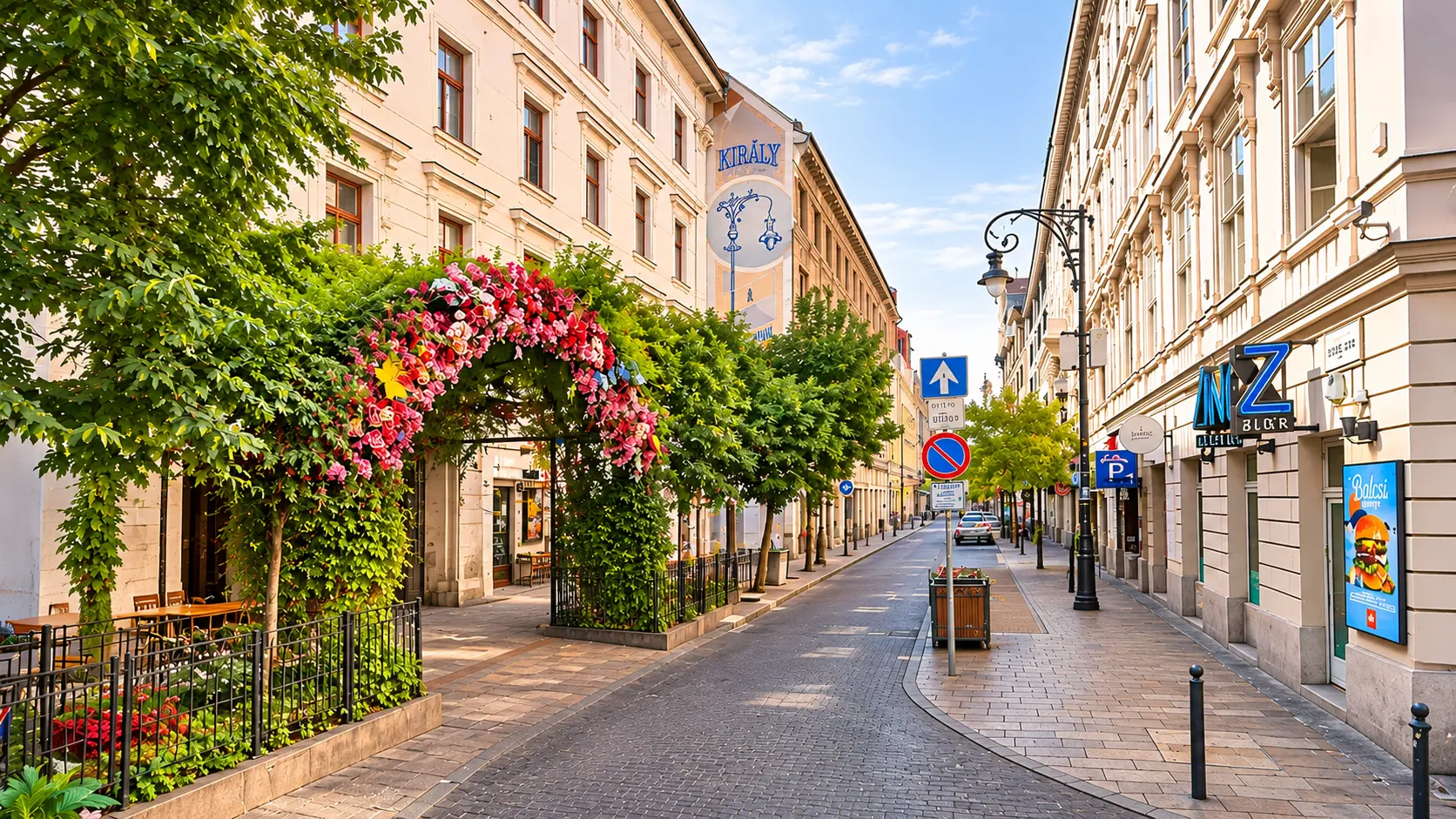 Király utca történelmi társasházakkal és a Gozsdu udvar környékével Budapest VII. kerületében